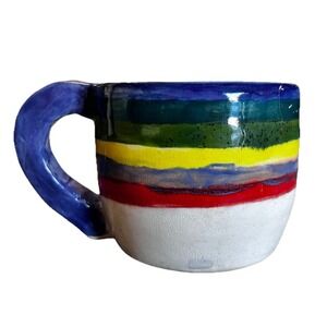 Handmade Coffee/Tea Cup Ceramic Pottery Multicolor